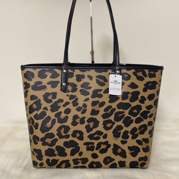 NEW💃COACH REVERSIBLE CITY TOTE ANIMAL PRINT PURSE - Picture 4 of 9